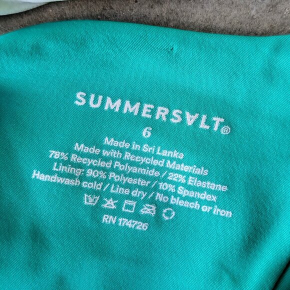 Summersalt The Sidestroke One-Piece One-Shoulder Swimsuit Green Blue size 6 - Picture 5 of 7